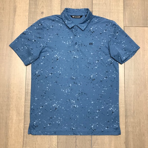 Travis Mathew Other - Travis Mathew Polo Shirt Mens Size M Blue Splatter Short Sleeve Golf Performance